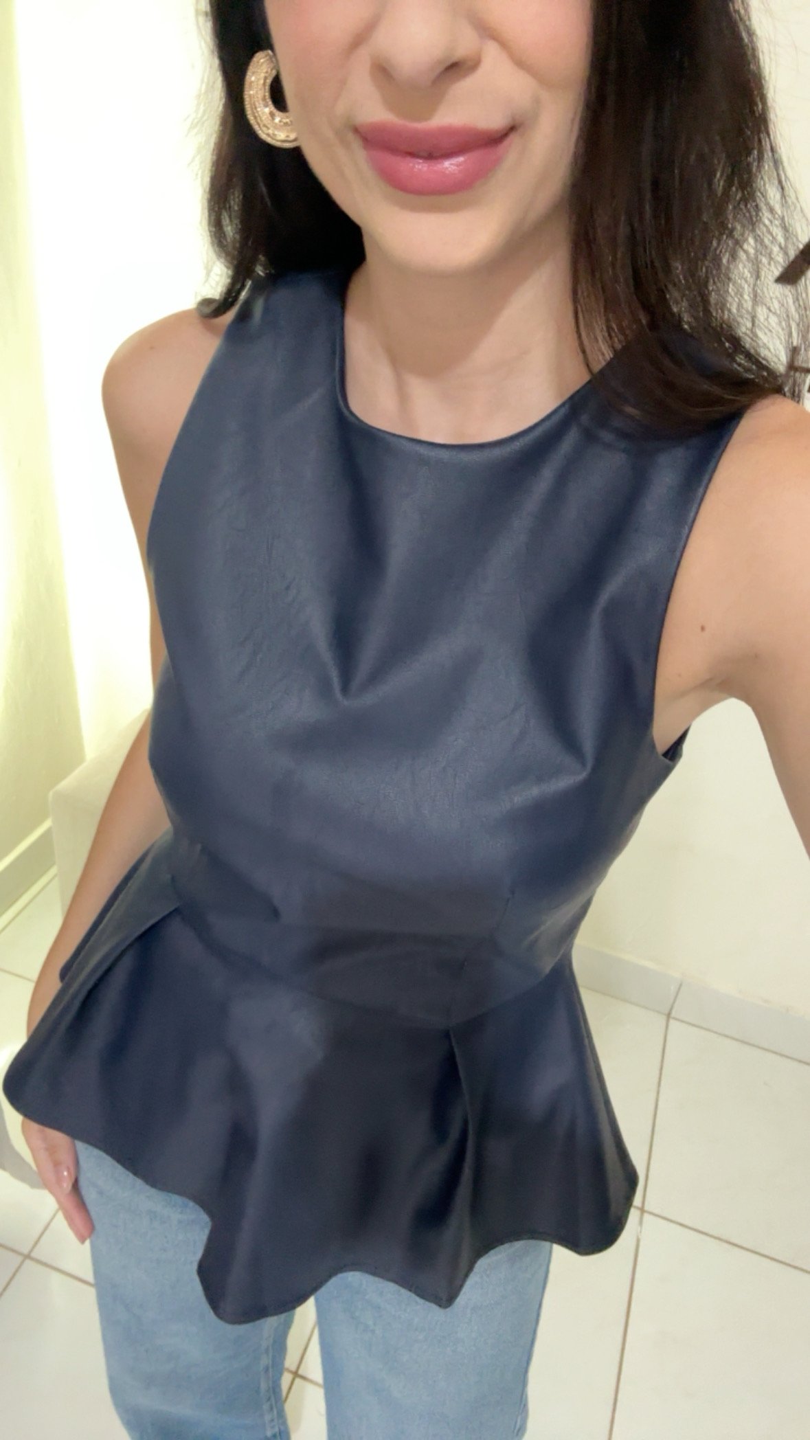 Blusa pelum em couro