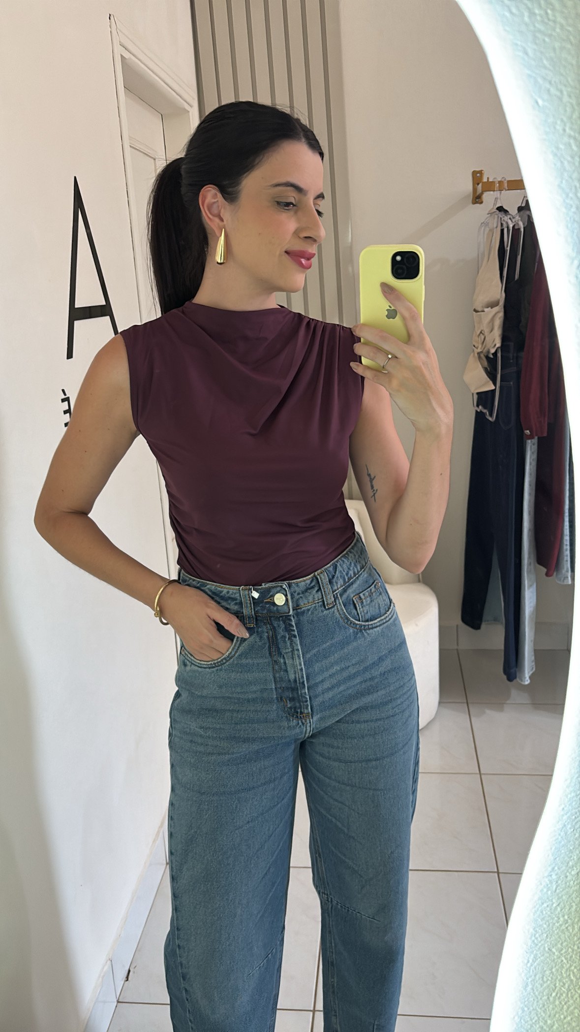 Blusa regata drapeada