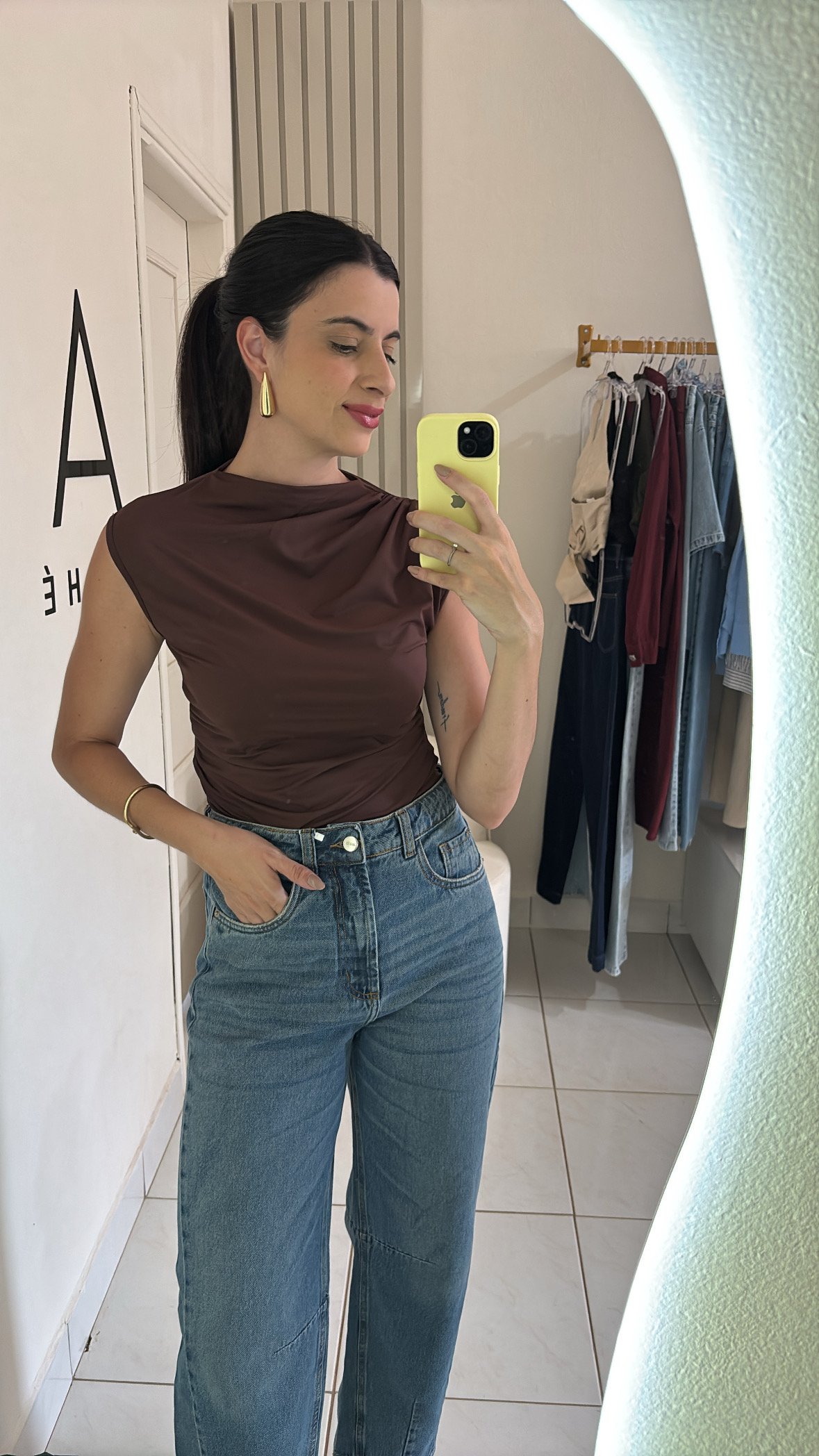 Blusa regata drapeada
